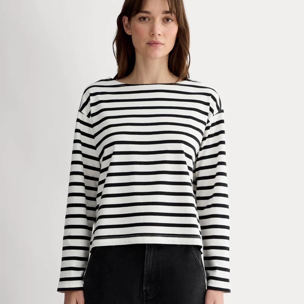 Everlane Organic Cotton The Mariner Tee Black and White Size Medium